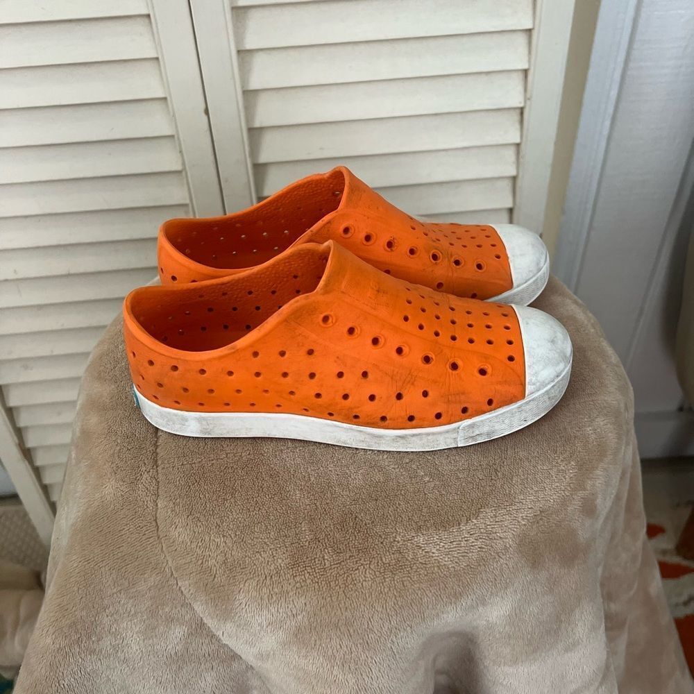 Native Orange and White Water Shoes Slip-On Design